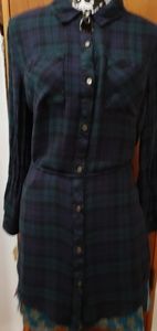 Plaid Long Sleeve Button Down Dress